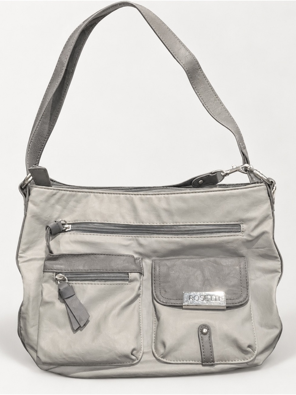Rosetti Gray Y2K Multi Pocket Shoulder Bag Utility Purse